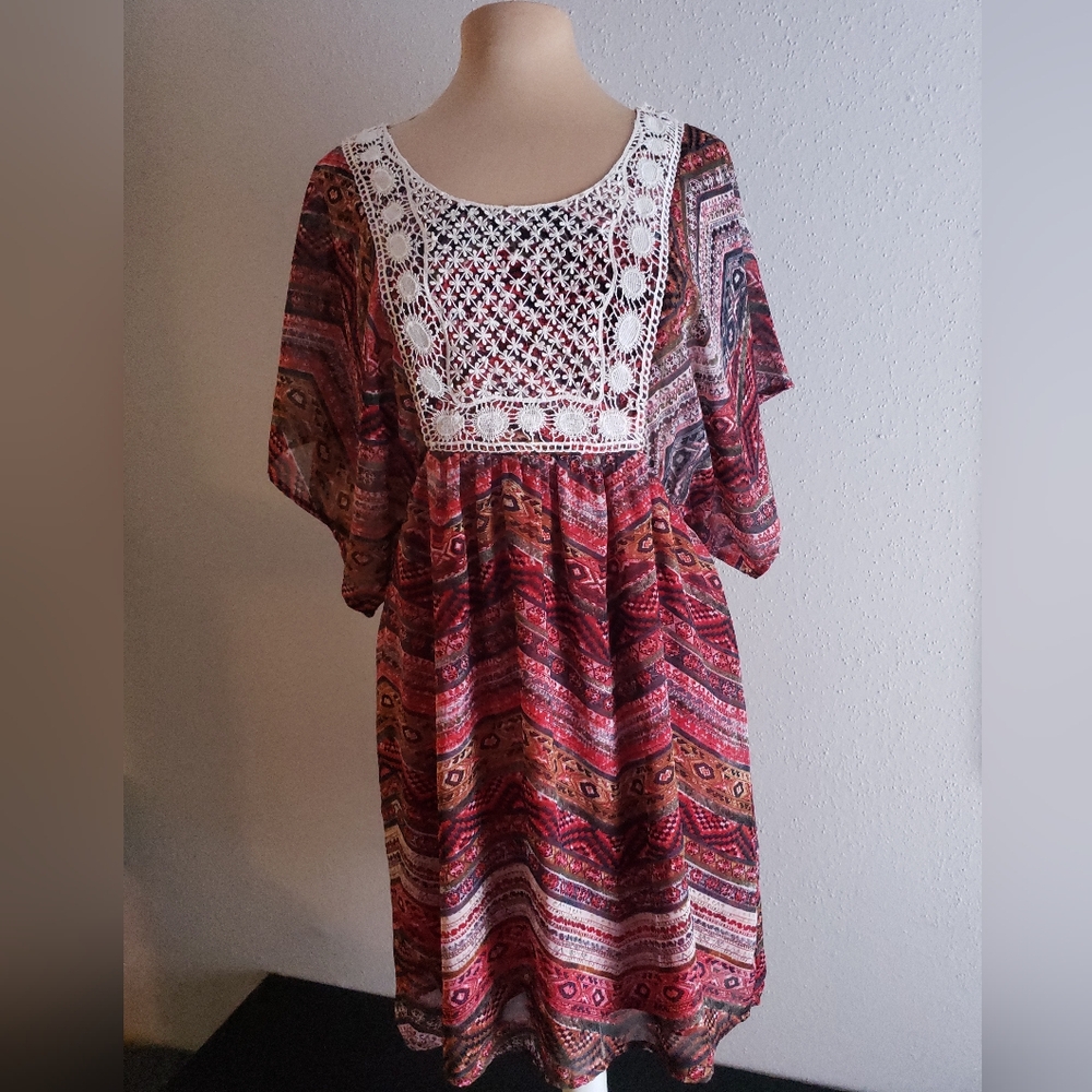 Ya Los Angeles Red Patterned Dress
